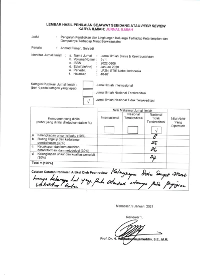 LEMBAR HASIL PENILAIAN SEJAWAT SEBIDANG ATAU PEER REVIEW KARYA ILMIAH ...