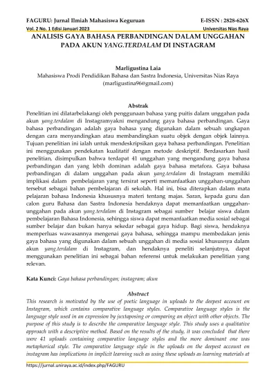 View Of Analisis Gaya Bahasa Perbandingan Dalam Unggahan Pada Akun Yang