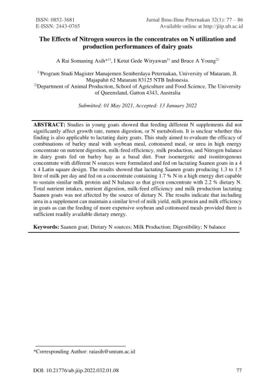 The Effects of Nitrogen sources in the concentrates on N utilization ...