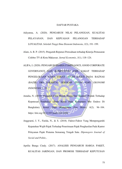 DAFTAR PUSTAKA Adiyatma, A. (2020). PENGARUH NILAI PELANGGAN, KUALITAS ...