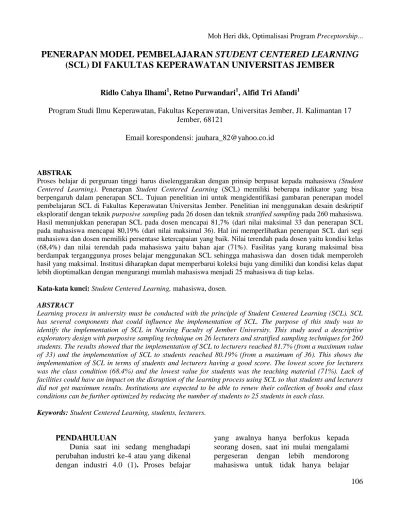 View Of PENERAPAN MODEL PEMBELAJARAN STUDENT CENTERED LEARNING (SCL) DI ...